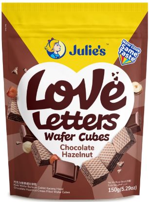 Picture of Julie Love Letters Wafer Cubes - Chocolate Hazelnut 150g