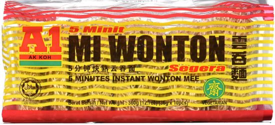 Picture of A1 Noodle Dry - 5 Minutes Instant Wonton Mee 10 x 36g
