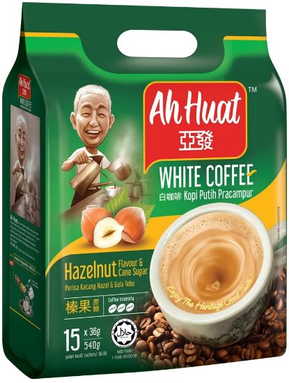 Picture of Ah Huat White Coffee - Hazelnut & Cane Sugar 15 x 36g