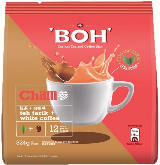 Picture of Boh 3In1 Cham Tea Tarik + White Coffee 12 x 27g