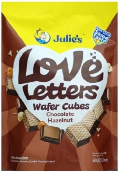 Picture of Julie Love Letters Wafer Cubes - Chocolate Hazelnut 60g