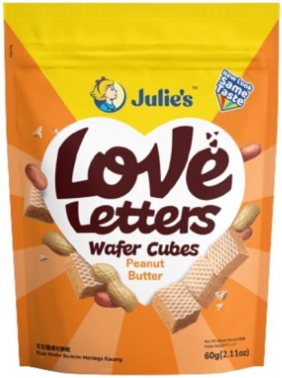 Picture of Julie Love Letters Wafer Cubes - Peanut Butter 60g